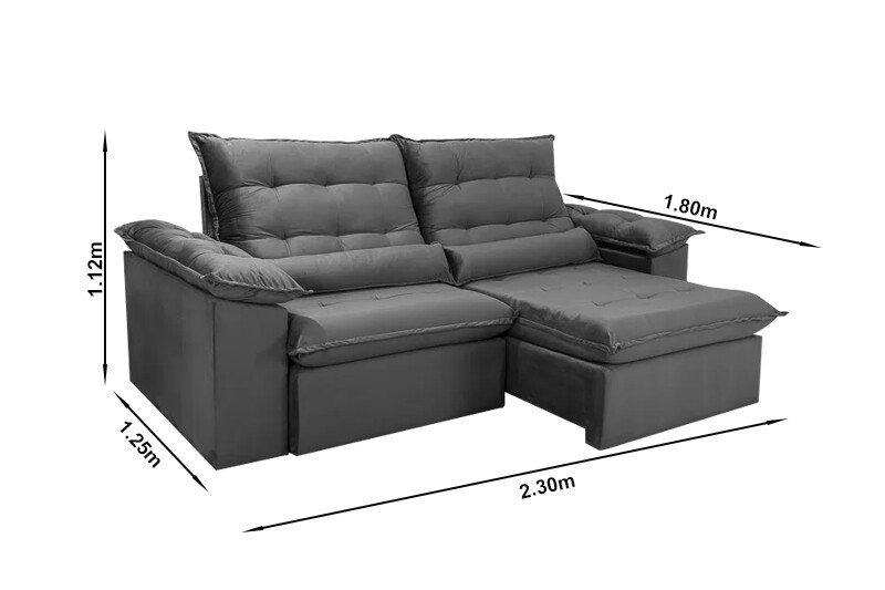 Sofá Retrátil Reclinável Emanuelly 2.30m Veludo Terracota 24 - D28 Soft - Imagem 9