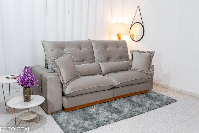 Sofá Retrátil Reclinável Toronto 2.50m Veludo Avelã 4052 - Molas Ensacadas - Imagem 3