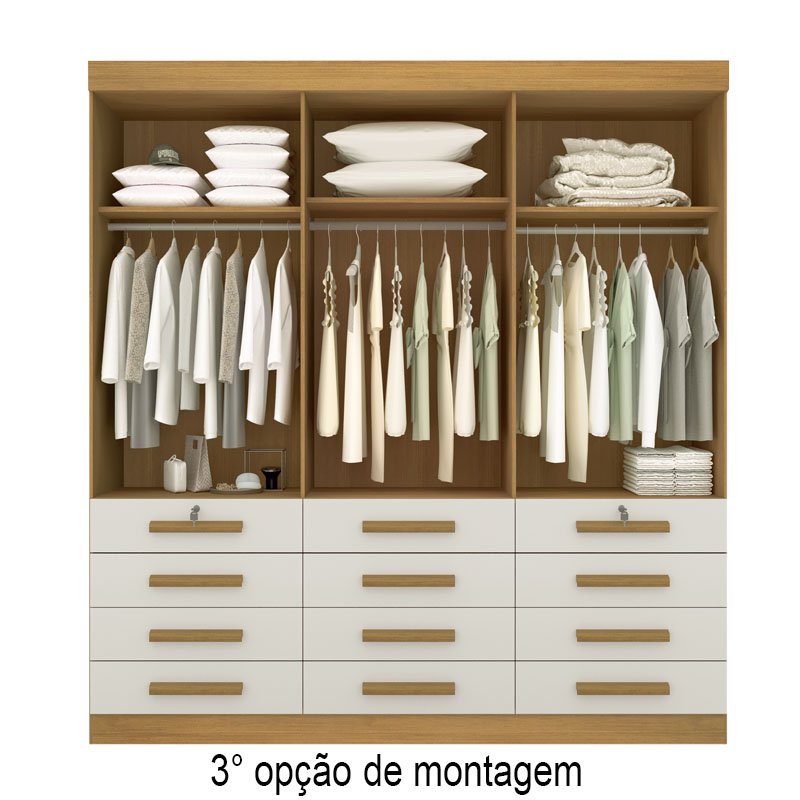 Roupeiro Casal Mônaco Cinamomo/Off 6 Portas 12 Gavetas Larg. 2.40m - D Doro - Imagem 4