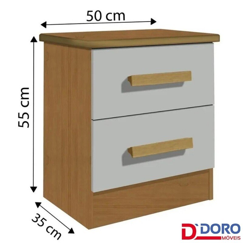 Mesa de Cabeceira New Athos Cinamomo/Off 2 Gavetas Larg. 0.50m - D Doro - Imagem 2