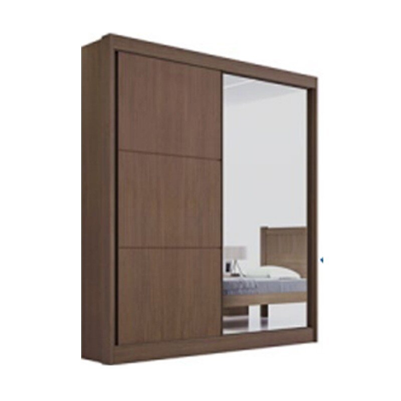 Roupeiro Atenas Castanho/Linho 2 Portas C/ 1 Espelho 3 Gavetas Portas Flex 100% MDF Larg. 1.85m - D Doro - Imagem 4