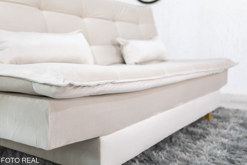 Sofá Cama Premium Veludo Bege 2269 Larg. 1.80m - Imagem 6