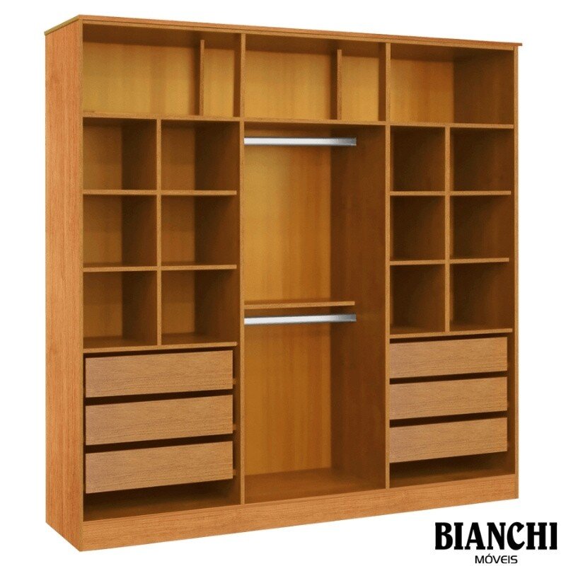 Roupeiro Bianca 6 Portas Larg. 2.30m 100% MDF Nature/Off - Bianchi - Imagem 2