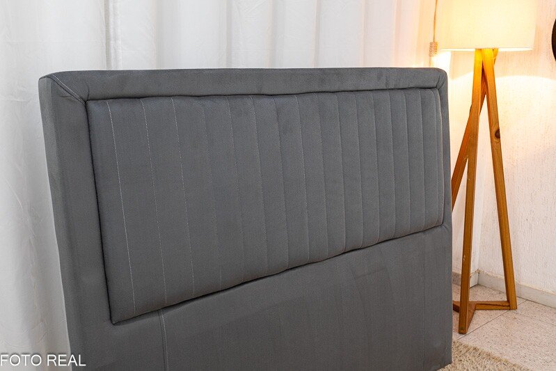 Cabeceira Queen Cintia Veludo Cinza Larg. 1.60m - Imagem 3