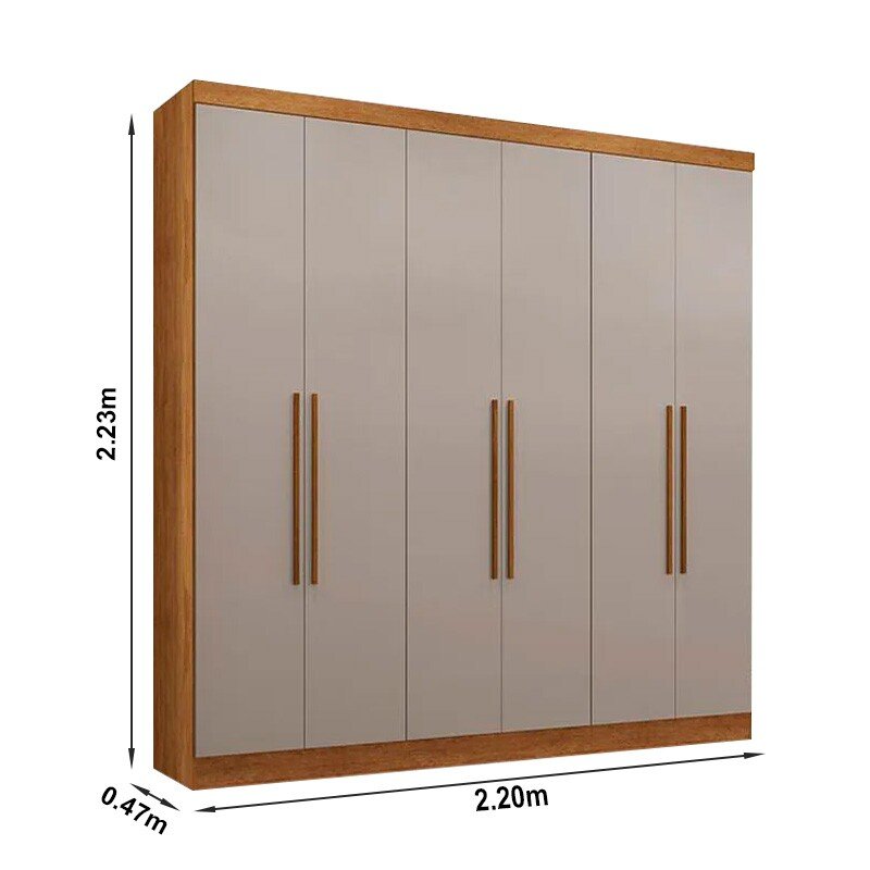 Roupeiro Casal Coliseu Cinamomo/Off 6 Portas 4 Gavetas Larg. 2.20m - Sallêto - Imagem 3