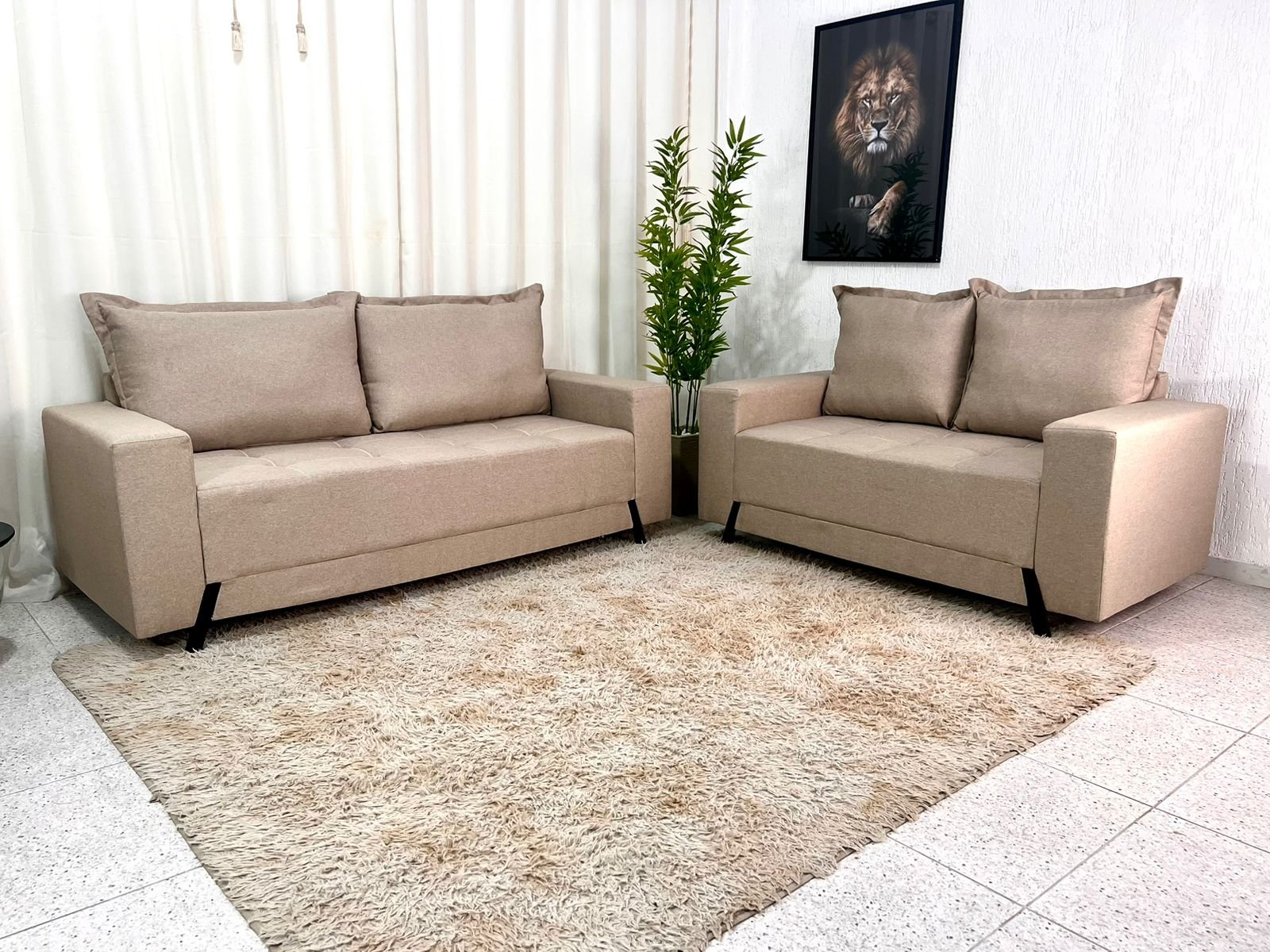 Sofá 3 e 2 lugares 8100 Linho Bege 24 - Imagem 2