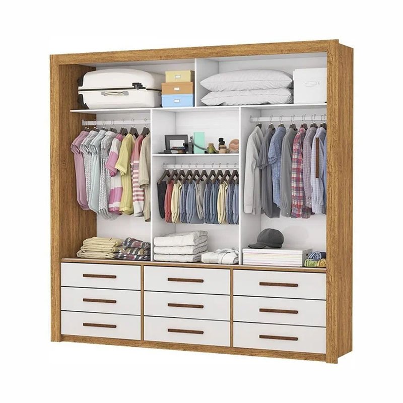 Roupeiro Anjos Cinamomo/Off 3 Portas 9 Gavetas C/ 1 Espelho Larg. 1.91m - Carioca Móveis - Imagem 3