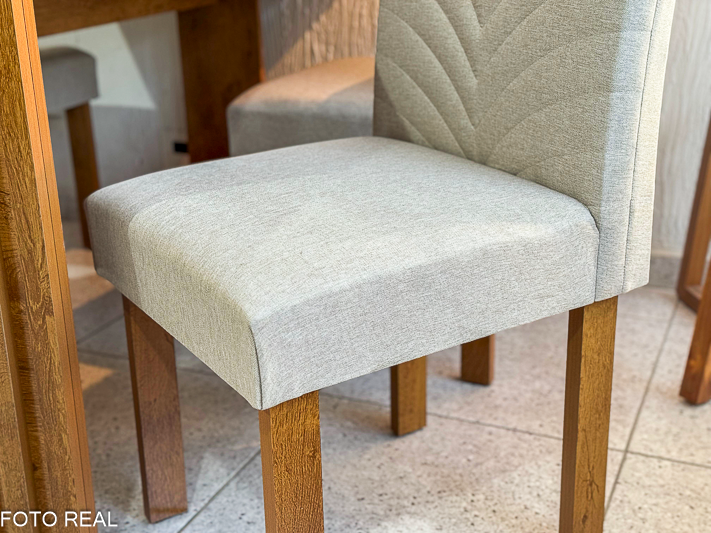 Mesa Jantar Cancun 120×90 4 Cadeiras Linho Bege 178 Cel Móveis - Imagem 5
