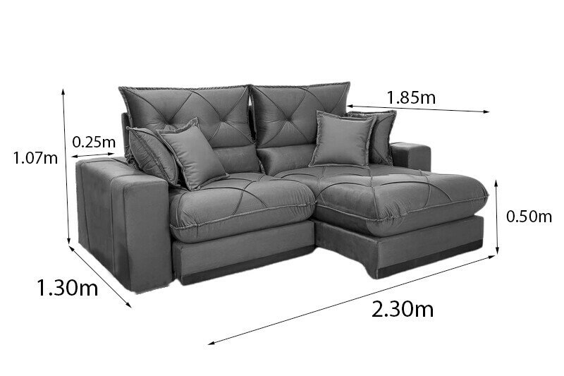 Sofá Retrátil Reclinável Gran Bello 2.30m Veludo Capuccino - Molas Ensacadas - Imagem 9