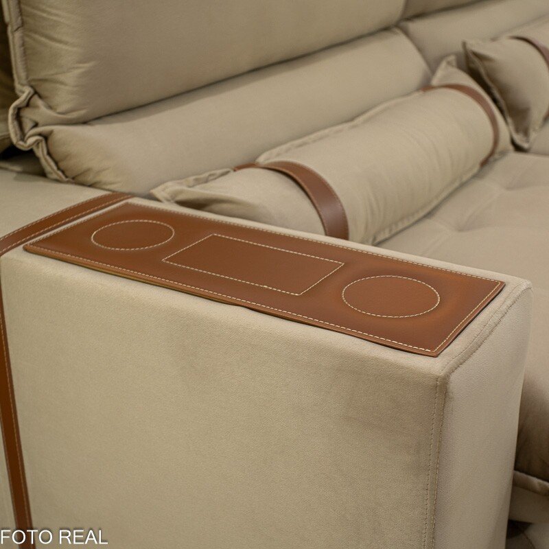 Sofá Retrátil Reclinável Ravello 2.50m Veludo Bege 3040/04 - Espuma D33 - Imagem 11