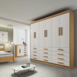 Roupeiro Casal Mônaco Cinamomo/Off 6 Portas 12 Gavetas Larg. 2.40m - D Doro