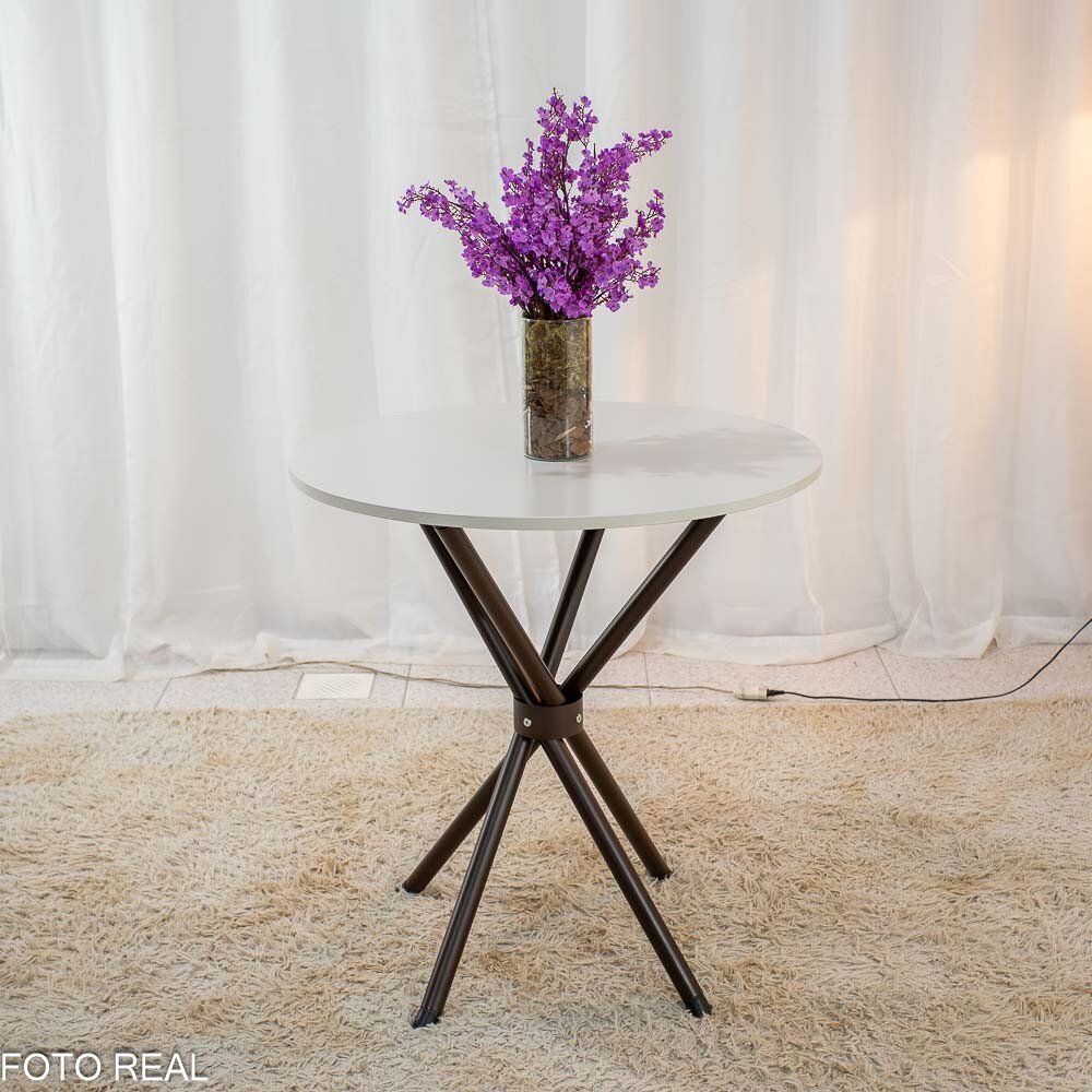 Mesa Atlanta Base Ipanema Marrom Tampo Redondo Pedra Off 75x75 4 Cadeiras Assento Creme - Teixeira - Imagem 5