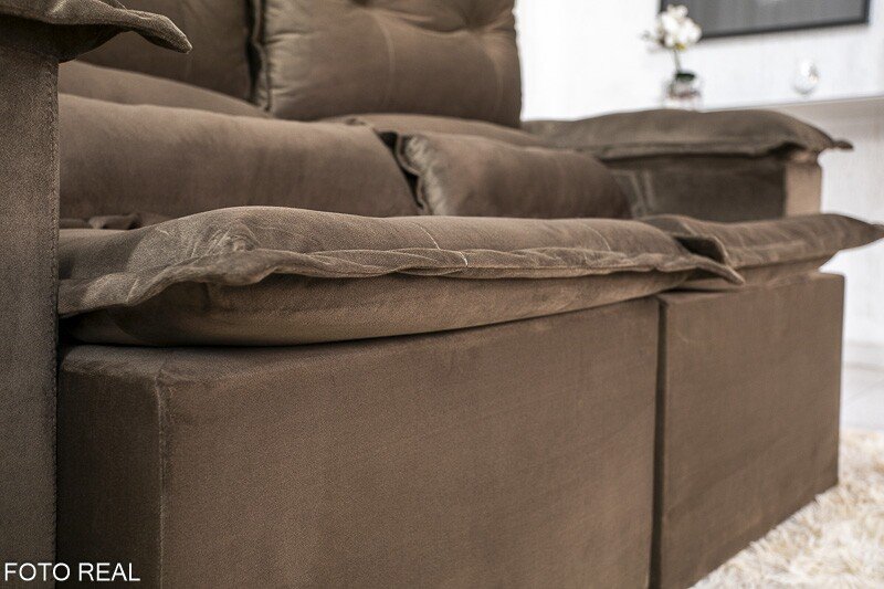 Sofá Retrátil Reclinável Nicole 1.80m Veludo Marrom A17 - Imagem 7