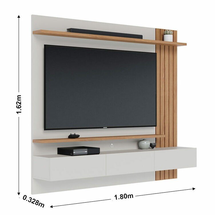 Home Suspenso Juriti Larg. 1.80m Off White/Freijó para TV até 70" - Colibri - Imagem 6