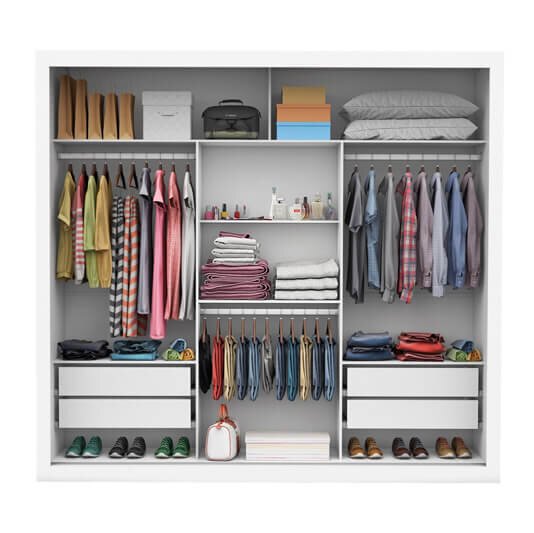 Guarda-Roupa Casal Veneza Larg. 1.88m 3 Portas com Espelho Branco Carioca - Imagem 2
