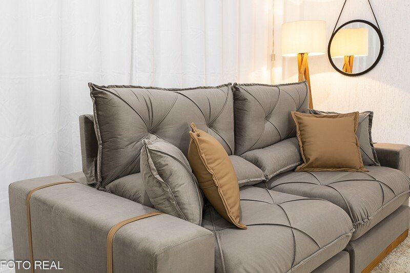 Sofá Retrátil Reclinável Gran Bello 2.30m Veludo Capuccino - Molas Ensacadas - Imagem 6