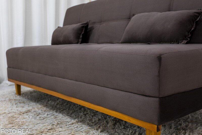 Sofá Cama Madrid Veludo Marrom 2263 Larg. 1.80m - Molas Bonnel - Imagem 6