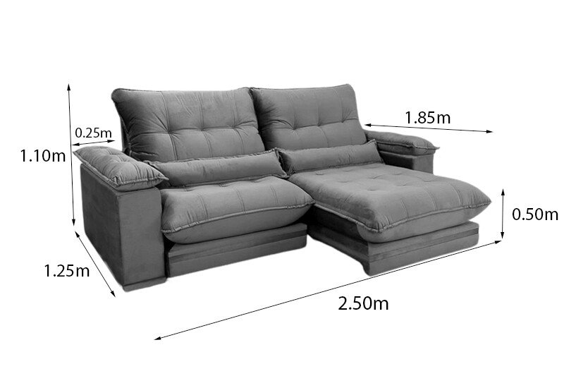 Sofá Retrátil Reclinável Ibis 2.50m Veludo Marrom 815 - D33 e Molas Ensacadas - Imagem 9