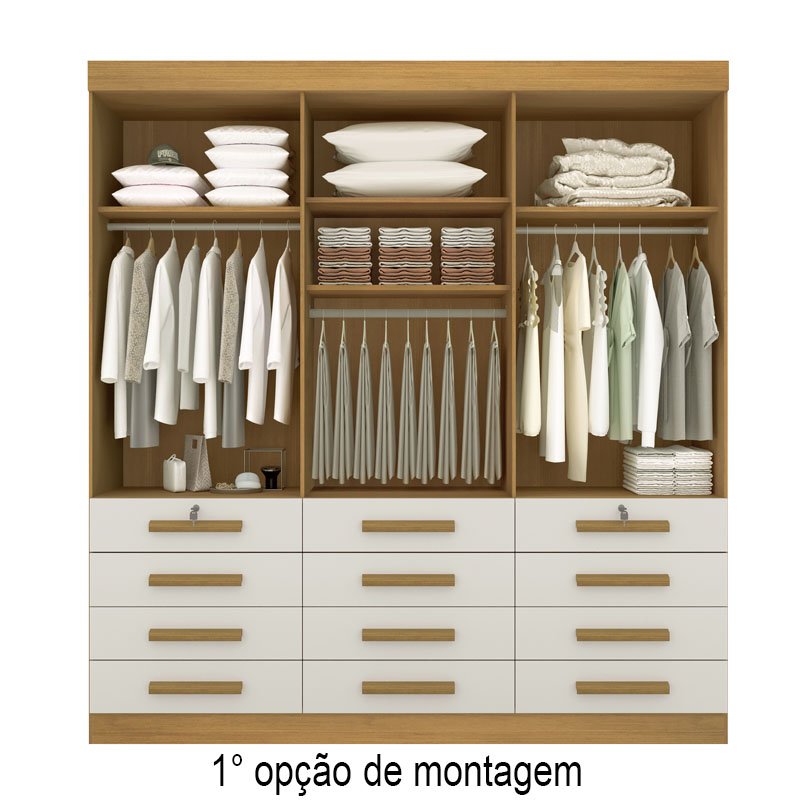 Roupeiro Casal Mônaco Cinamomo/Off 6 Portas 12 Gavetas Larg. 2.40m - D Doro - Imagem 2