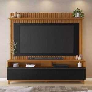 Home NT 1340 Larg. 1.83m Freijó/Preto Ripado para TV até 65" - Notável