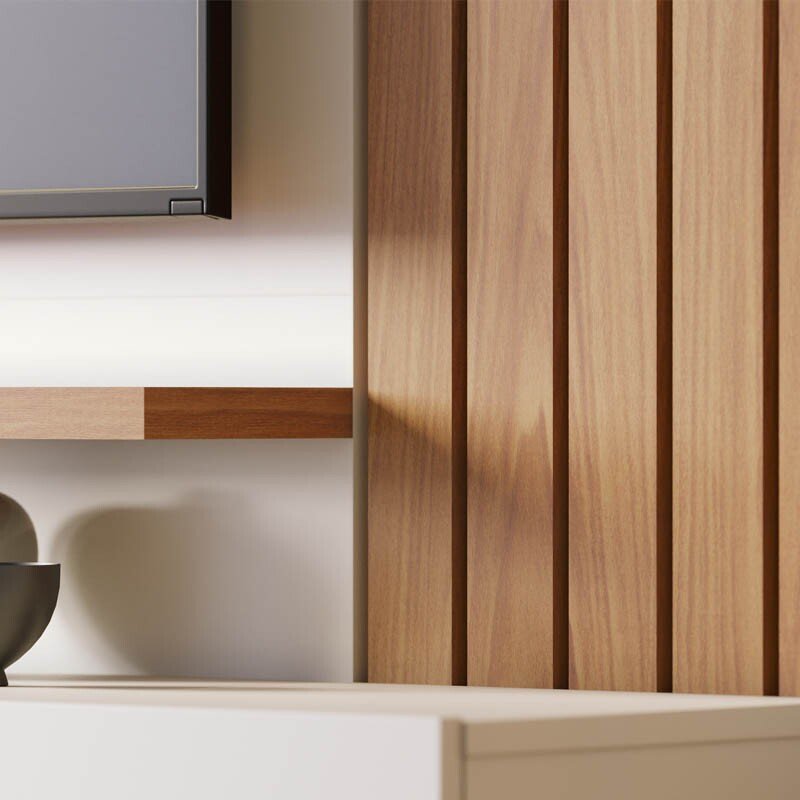 Home Suspenso Juriti Larg. 1.80m Off White/Freijó para TV até 70" - Colibri - Imagem 5