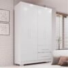 Guarda-Roupa Solteiro 4 portas Estrela Larg. 1.00m Branco Com Pés Sallêto