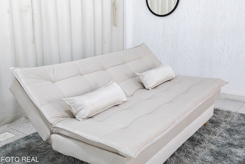 Sofá Cama Premium Veludo Bege 2269 Larg. 1.80m - Imagem 5
