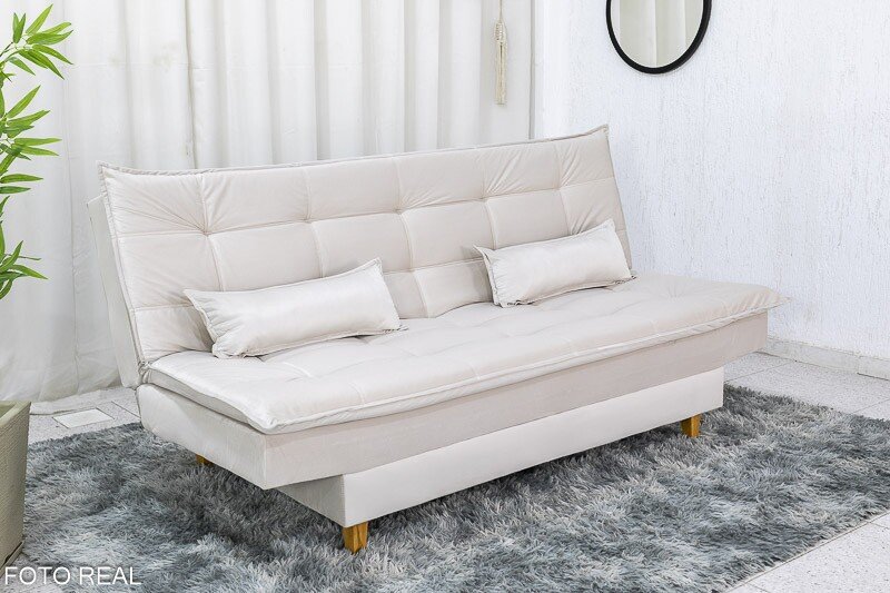 Sofá Cama Premium Veludo Bege 2269 Larg. 1.80m
