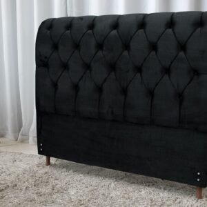 Cabeceira Casal Lavínia Veludo Preto Largura 1.40m