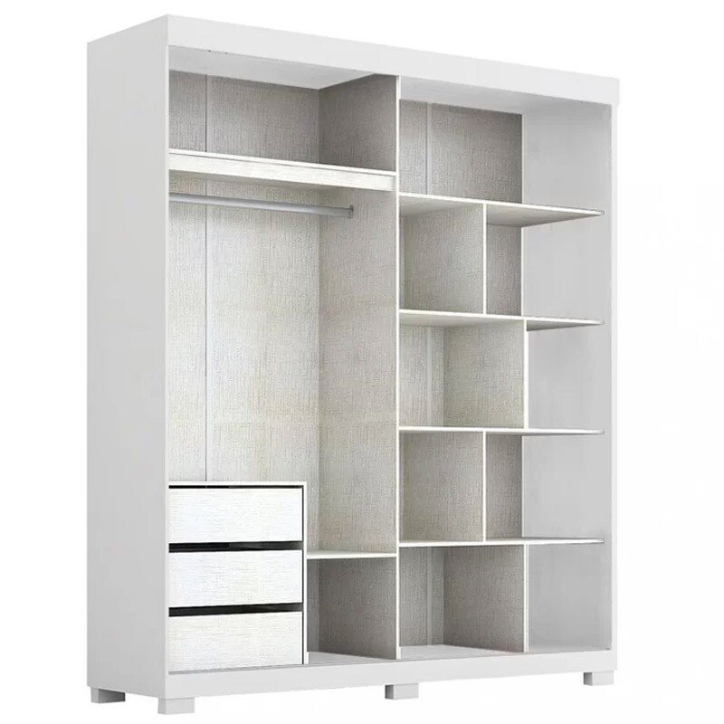 Roupeiro Heloisa Nature/Off 2 Portas C/ 1 Espelho e Pés 100% MDF Larg. 1.80m - ACP - Imagem 4