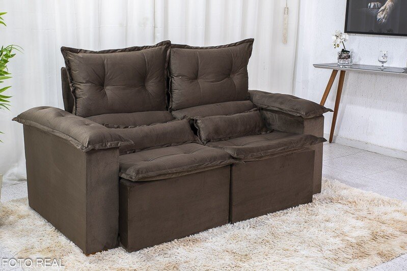 Sofá Retrátil Reclinável Nicole 1.80m Veludo Marrom A17 - Imagem 3