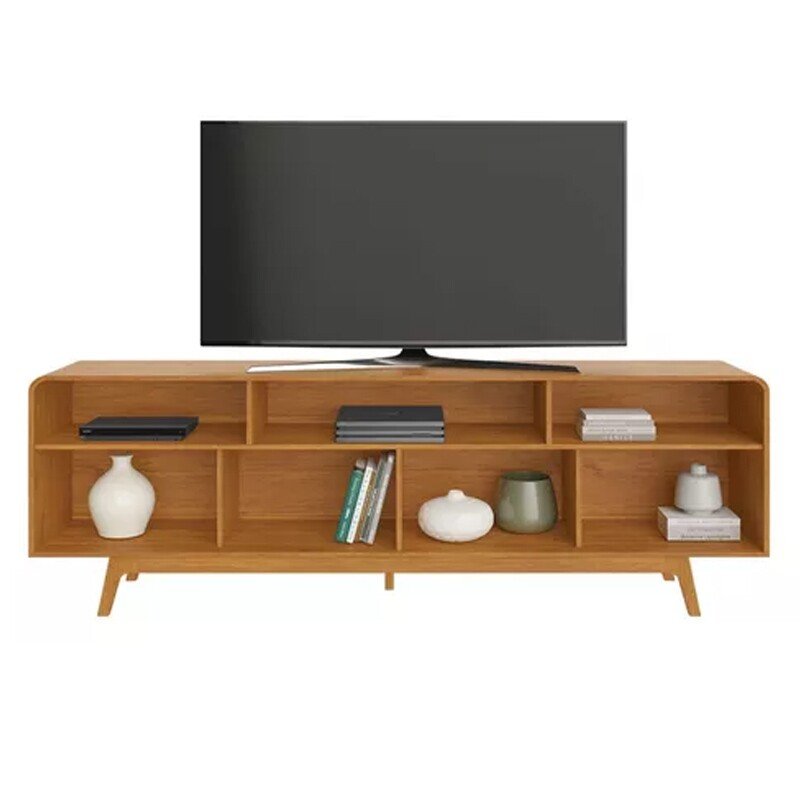 Rack Bancada Cristal Candian Larg. 2.00m Cinamomo/Off para TV até 70" - JCM - Imagem 2