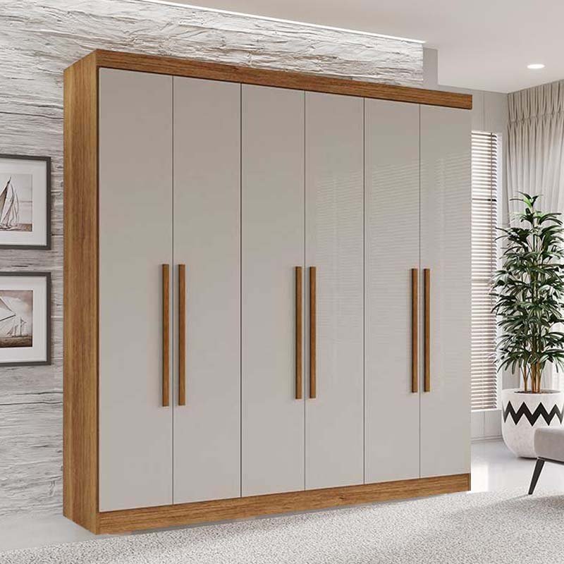 Roupeiro Casal Recife Cinamomo/Off 6 Portas Larg. 1.80m - Sallêto - Imagem 3