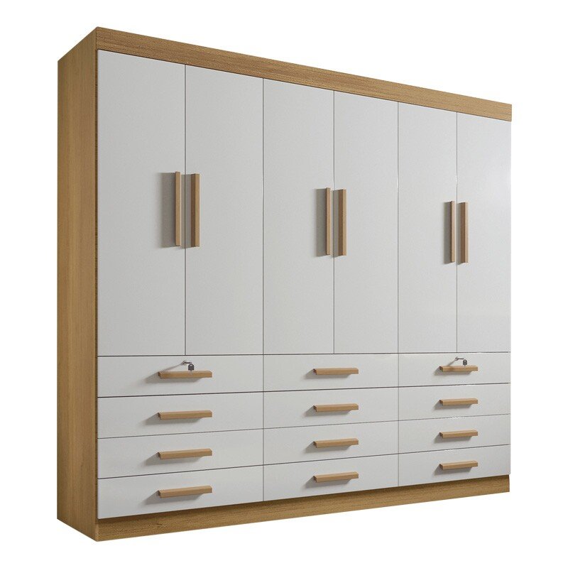 Roupeiro Casal Mônaco Cinamomo/Off 6 Portas 12 Gavetas Larg. 2.40m - D Doro - Imagem 5