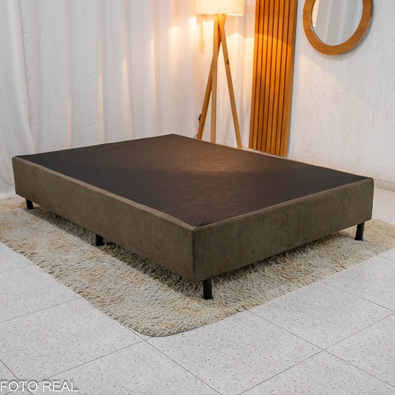 Box Casal Sued Marrom Nosso Sonho + Colchão Casal Ortopédico Light 138x188x62 - Ortobom - Imagem 4