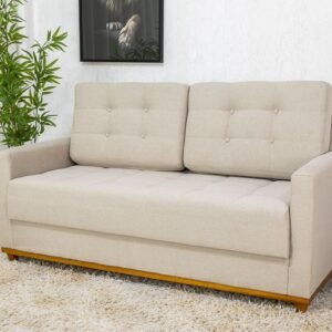 Sofá 3 lugares Living Áustria Linho Bege A57 Larg. 1.70m