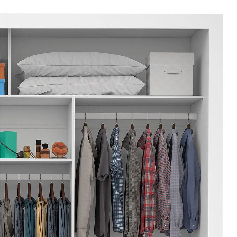 Roupeiro Anjos Branco 3 Portas 9 Gavetas C/ 1 Espelho Larg. 1.91m - Carioca Móveis - Imagem 6