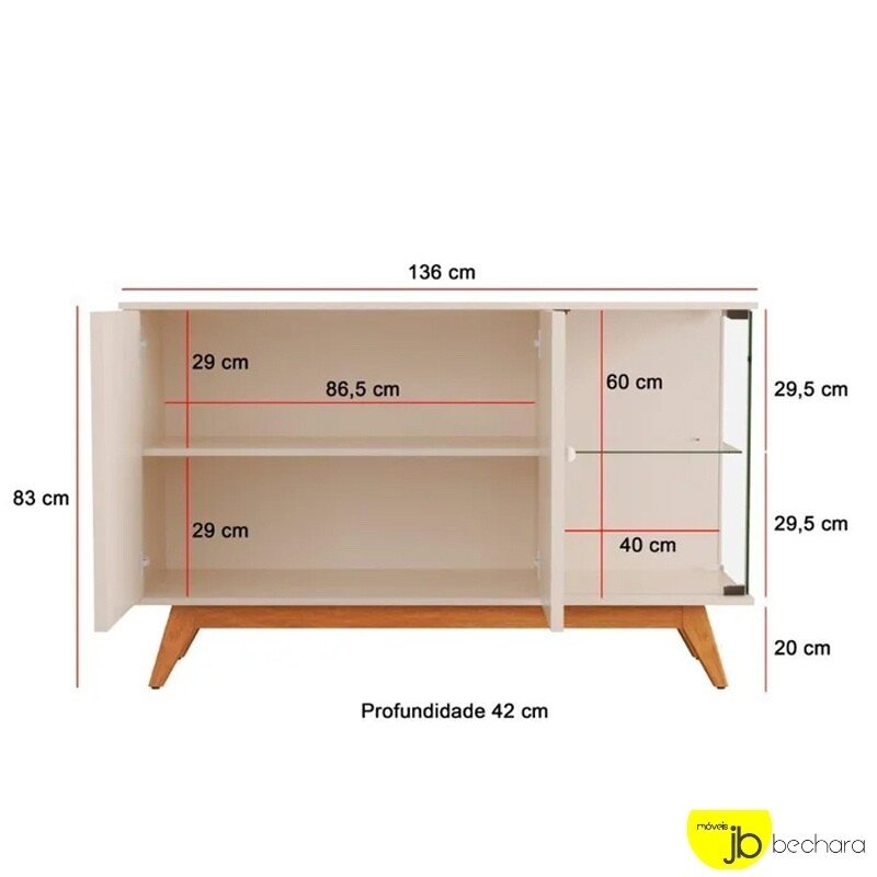 Buffet Açai Luxo Ripado com 3 Portas larg. 1.36m Off JB Bechara - Imagem 4