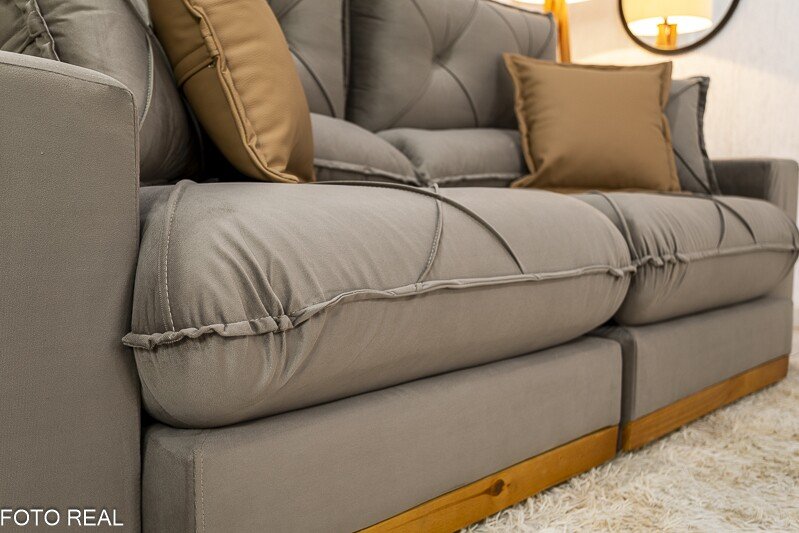 Sofá Retrátil Reclinável Gran Bello 2.30m Veludo Capuccino - Molas Ensacadas - Imagem 7
