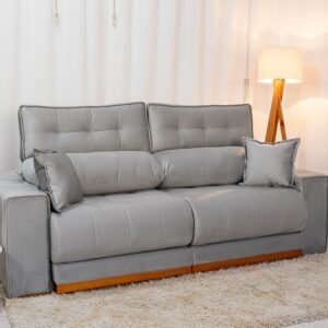 Sofá Retrátil Reclinável Dakar 2.50m Veludo Prata 823 - Molas Ensacadas