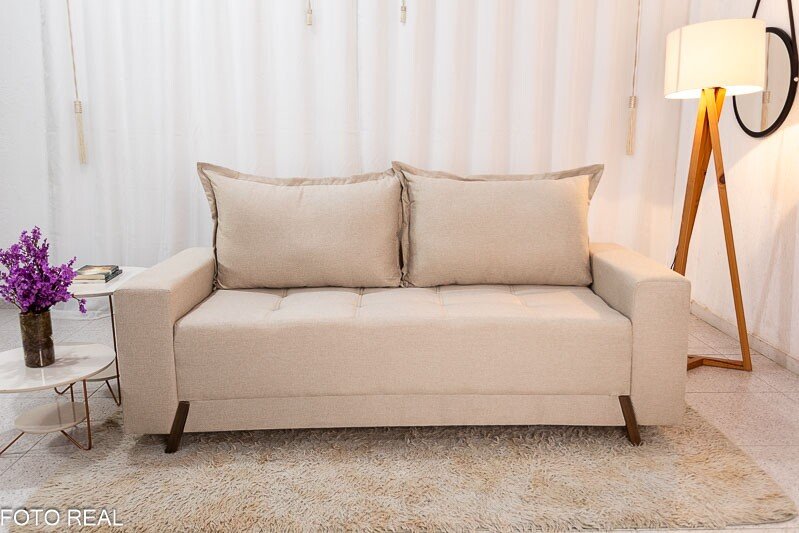 Sofá 3 lugares 8100 2.00m Linho Bege 24 - Imagem 2