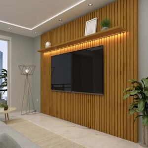 Painel Nobre Larg. 2.30m Naturale Ripado 100% MDF C/ Led para TV até 85" - Gelius