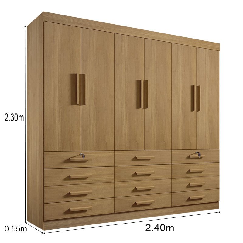 Guarda-Roupa Casal Mônaco 6 Portas 12 Gavetas Cinamomo Larg. 2.40m D Doro - Imagem 5