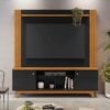 Home Bálsamo Larg. 1.50m Cinamomo/Preto C/ Detalhe Ripado TV até 65" - JCM