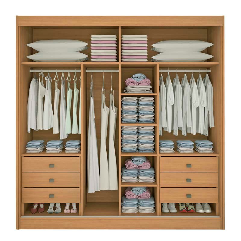 Guarda-Roupa Casal 2 Portas Titanium Ripado MDF Cinamomo/Off White Larg. 2.20m D Doro - Imagem 7