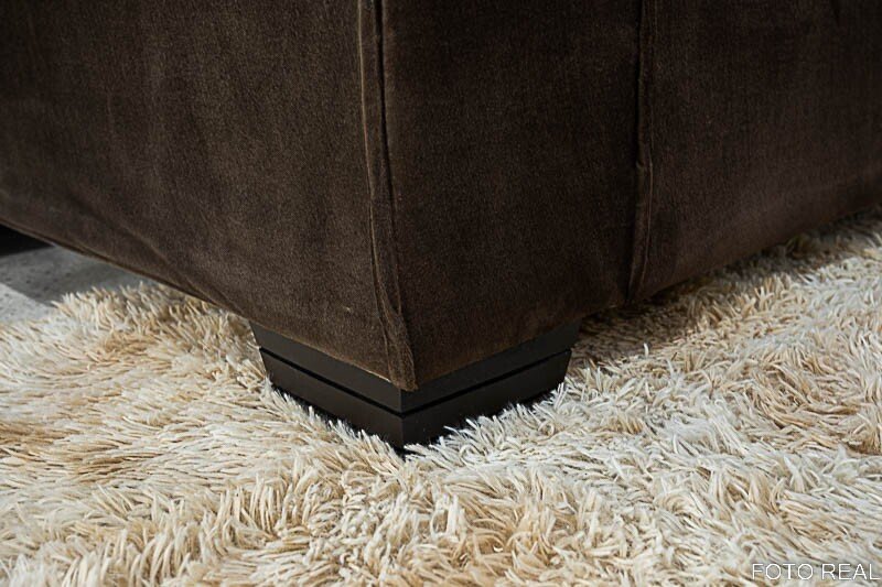 Sofá Canto 5 lugares com Puff Alemanha Veludo Marrom A17 - Imagem 9