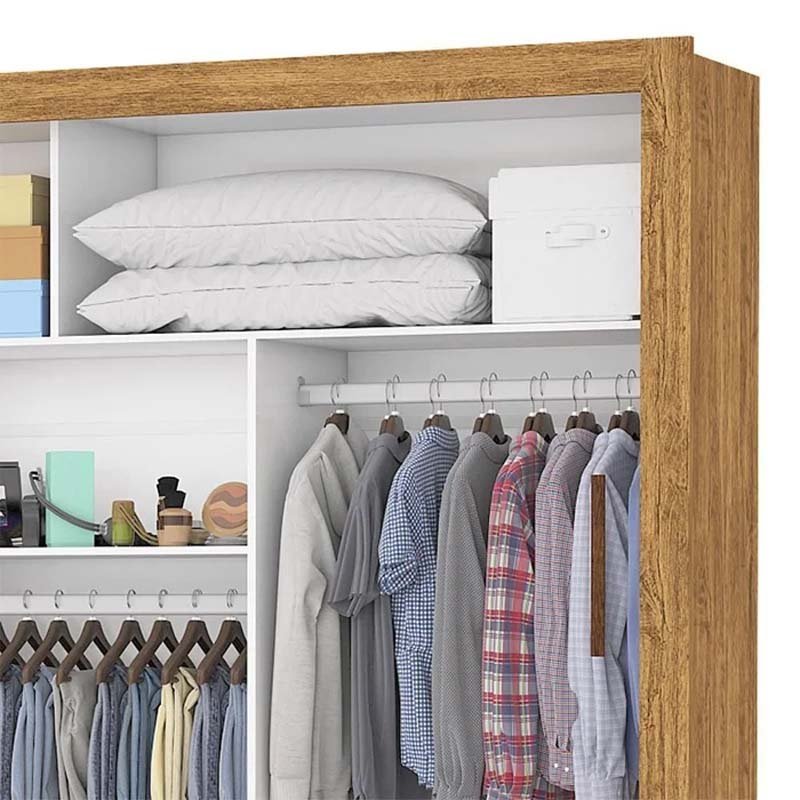 Roupeiro Anjos Cinamomo/Off 3 Portas 9 Gavetas C/ 1 Espelho Larg. 1.91m - Carioca Móveis - Imagem 4