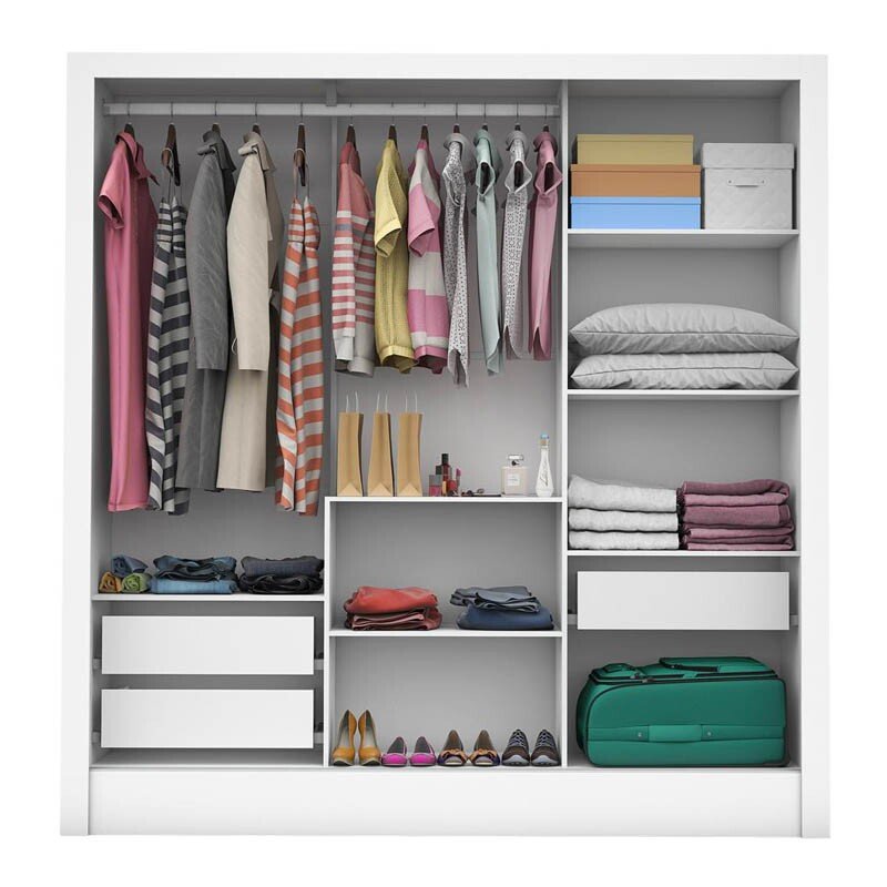 Roupeiro Dubai Branco 3 Portas C/ 1 Espelho Larg. 1.79m - Carioca - Imagem 2