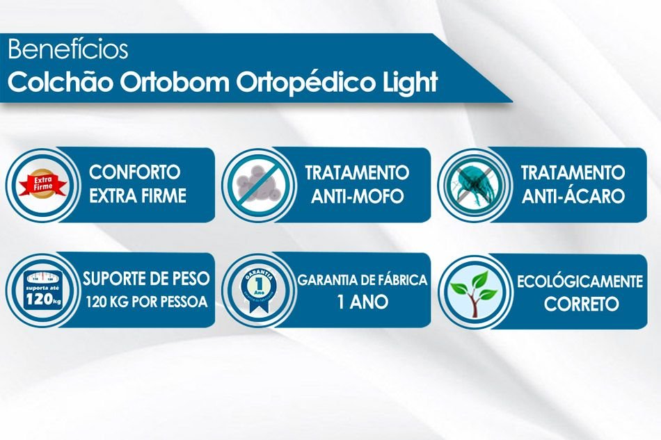 Colchão Casal Ortopédico Light 138x188x25 - Ortobom | Suporta até 260kg - Imagem 3