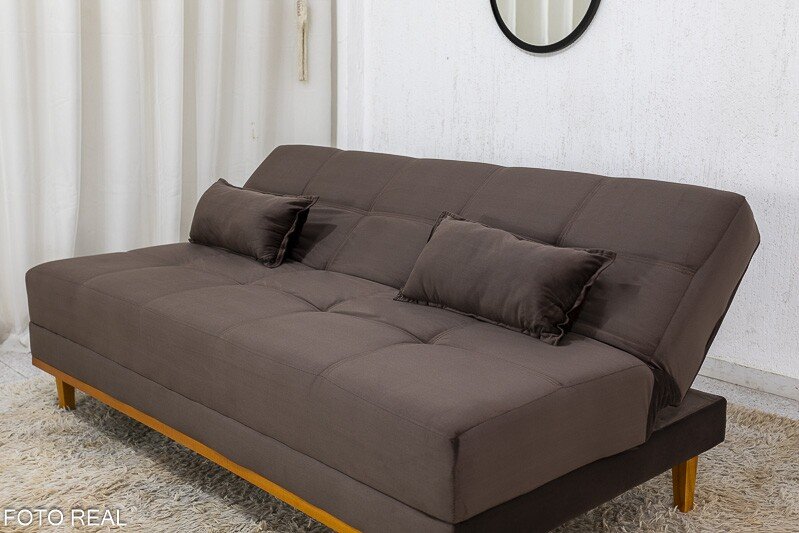 Sofá Cama Madrid Veludo Marrom 2263 Larg. 1.80m - Molas Bonnel - Imagem 4